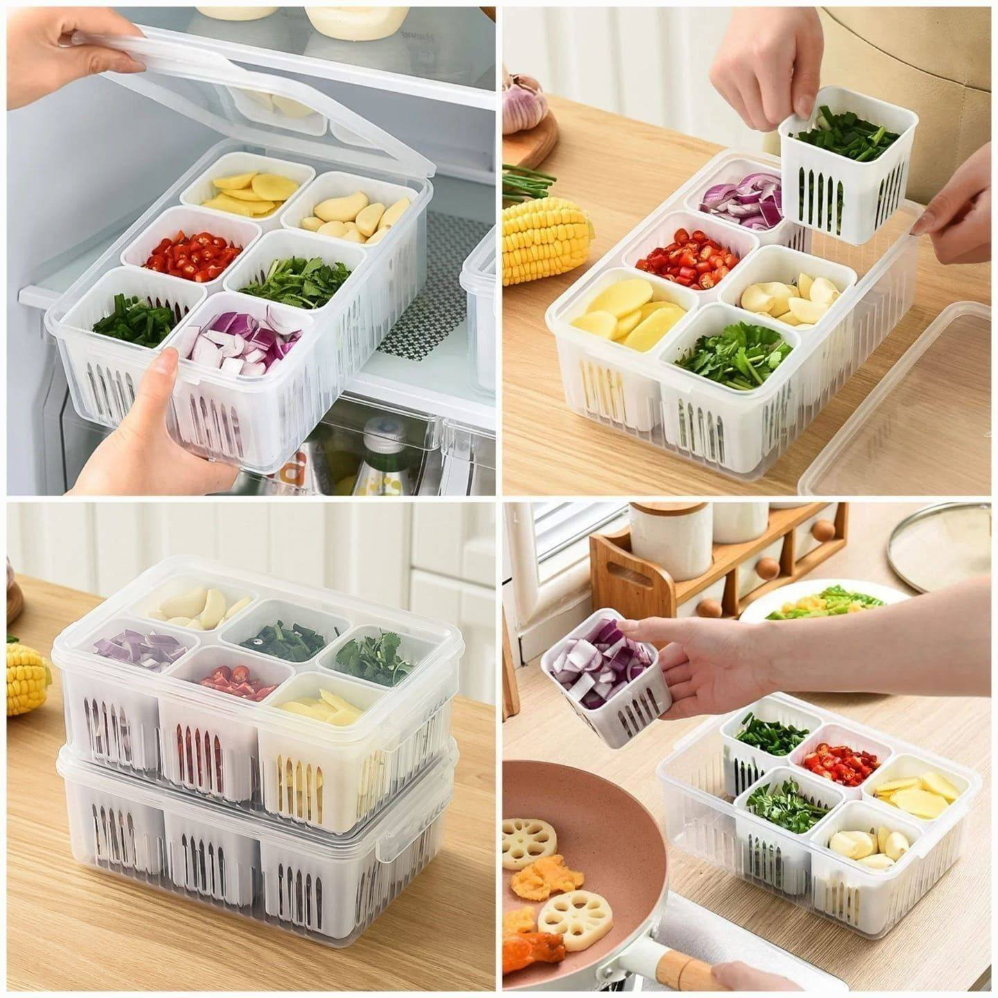 6 Grid Refrigerator Storage Box
